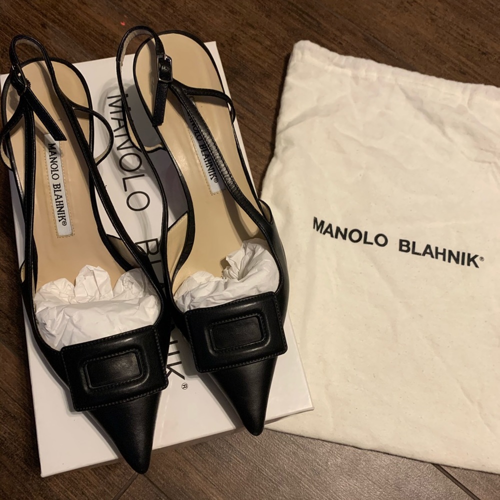 Manolo Blahnik pointed sling back heels